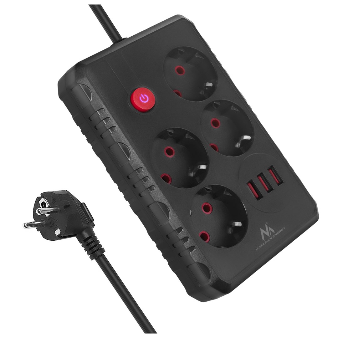 Produžni kabel MACLEAN POWER STRIP 4 SOCKETS 3 USB PORTS MCE392 B-0