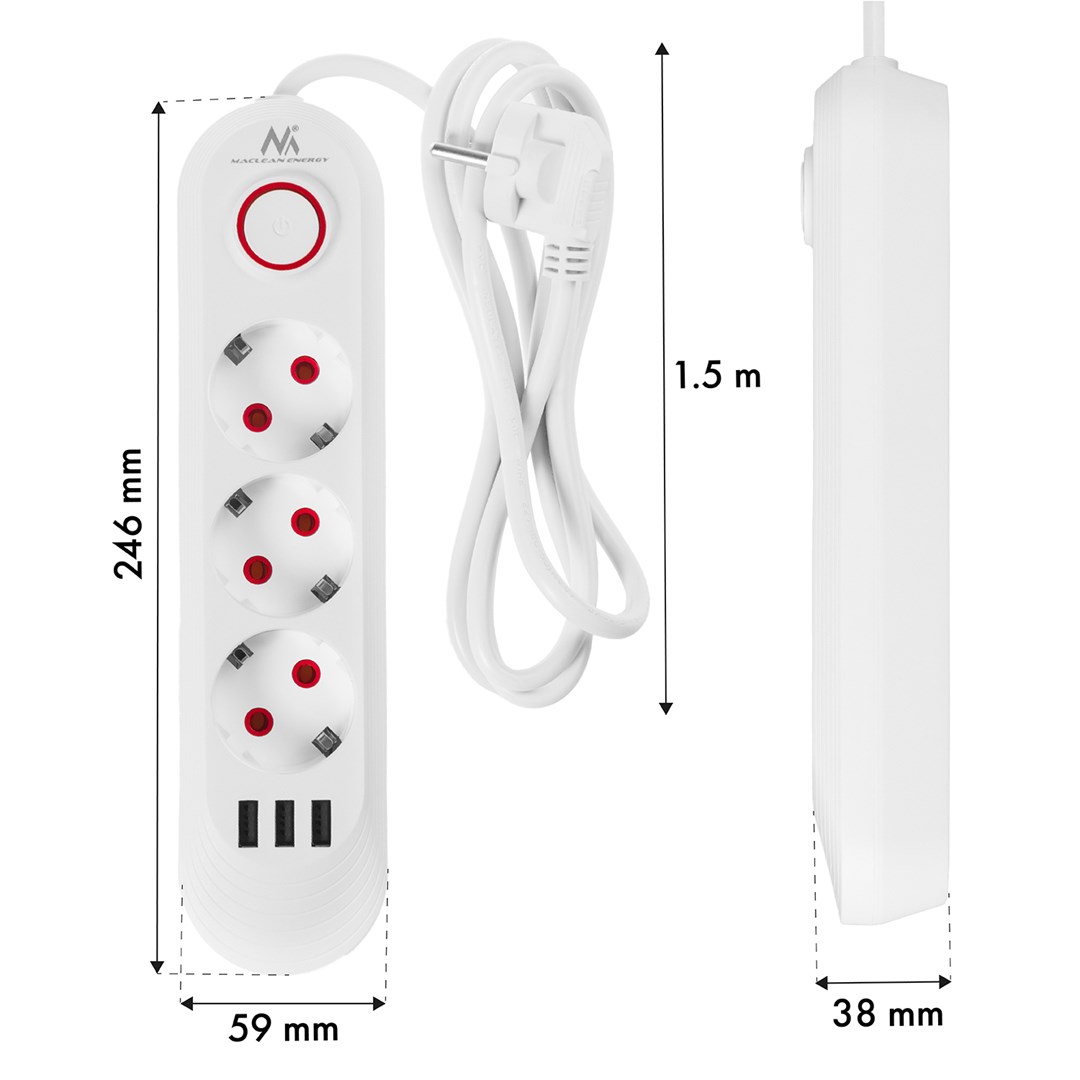 Produžni kabel MACLEAN MCE394 W 3 utičnice-7