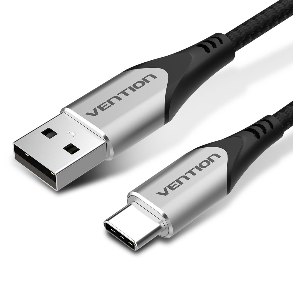 Kabel VENTION Vention Cotton Braided USB 2.0 A Male to C Male 3A Cable 2M Gray Aluminum Alloy Type-0