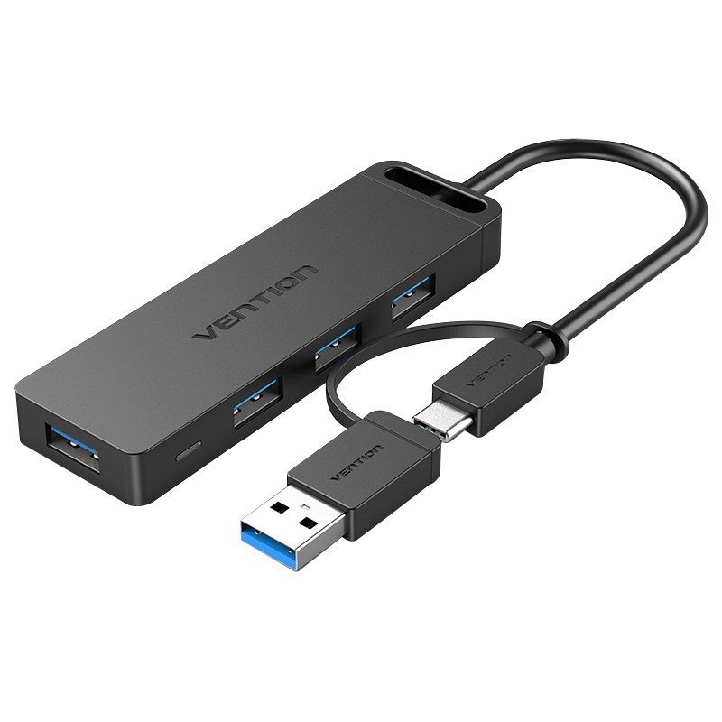 USB Hub VENTION 4-Port USB 3.0 s USB-C i USB 3.0 2-u-1 sučeljem i napajanjem 0.15M ABS Tip