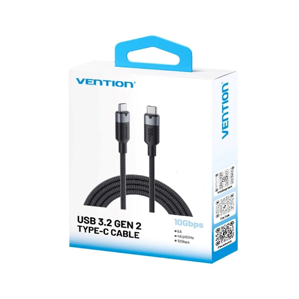 Kabel VENTION Vention USB 3.2 5A 10Gbps 1m BK USB-C to C-3