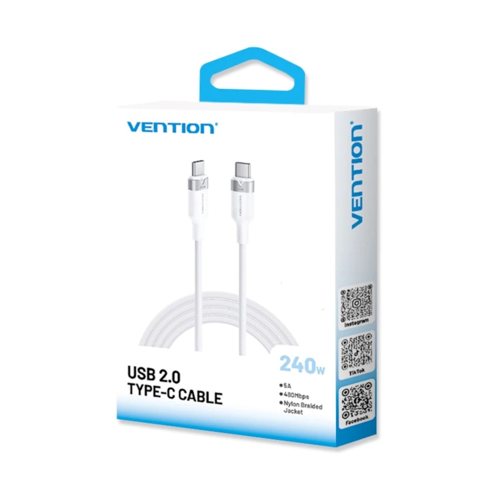 Kabel VENTION Vention USB 2.0 5A 240W 1m BK USB-C to C-3