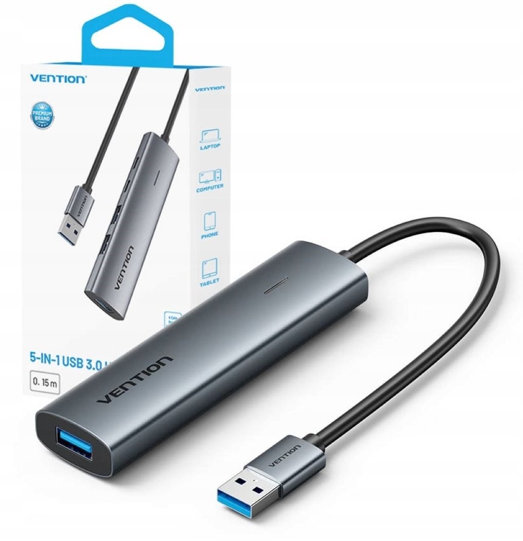 Hub VENTION 5w1 USB-A 3.0 0.15 m