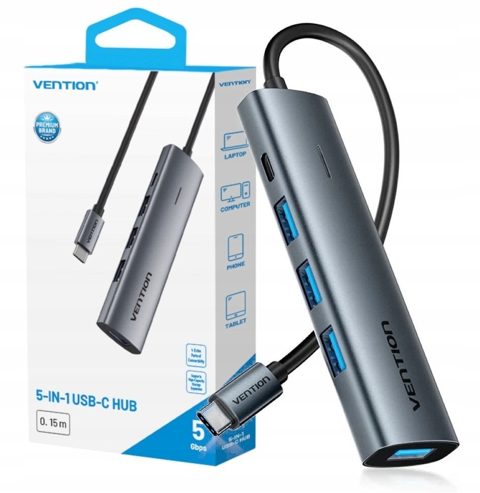 Hub VENTION 5w1 USB-C 3.0 0.15m
