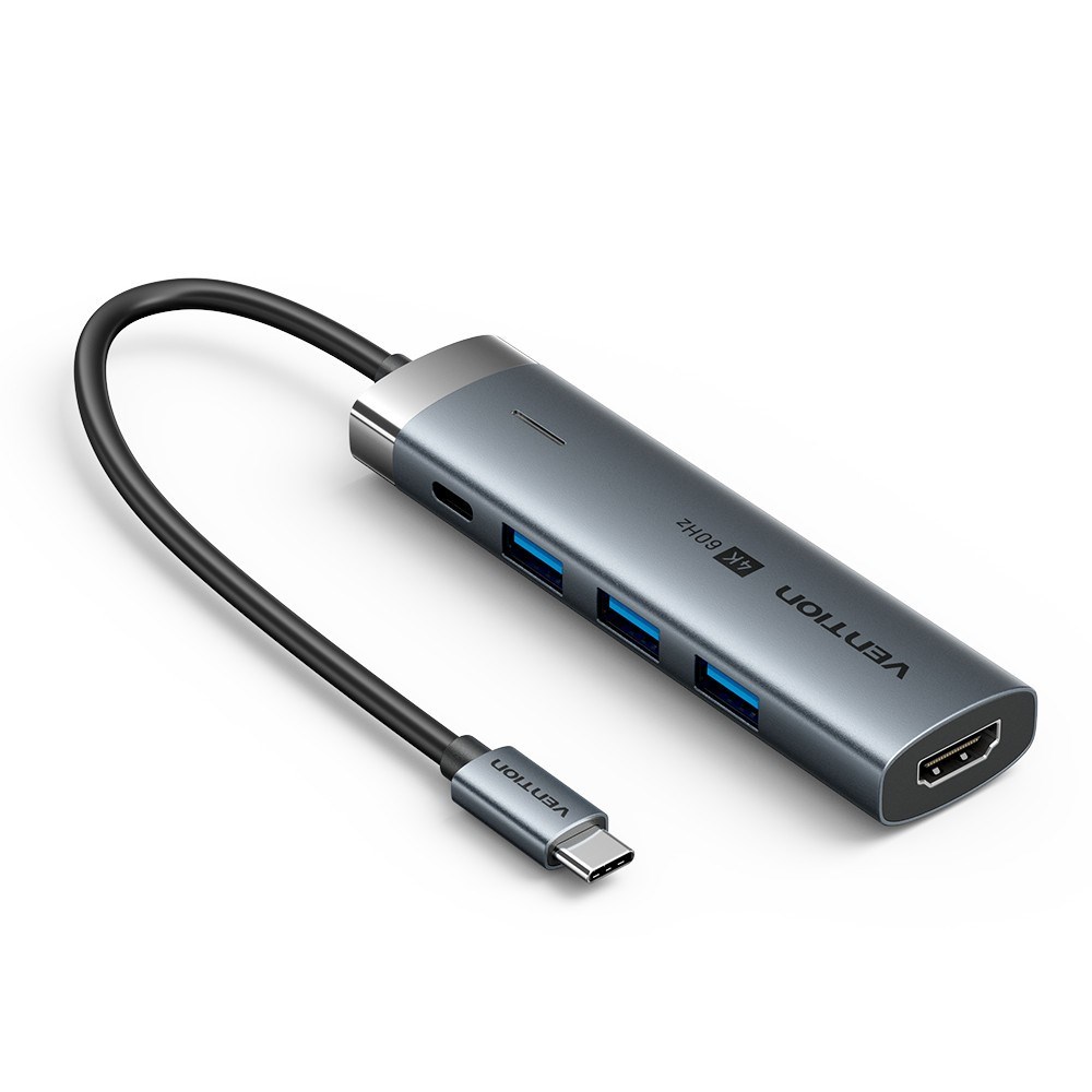 Hub VENTION 5w1 USB-C 100W PD 5Gbps 4K@60Hz srebrni-1