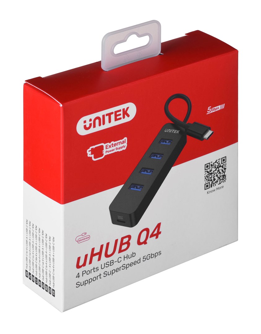 HUB UNITEK H1117B USB-C 4XUSB-A 3.1, ACTIVE, 10 WATT-4