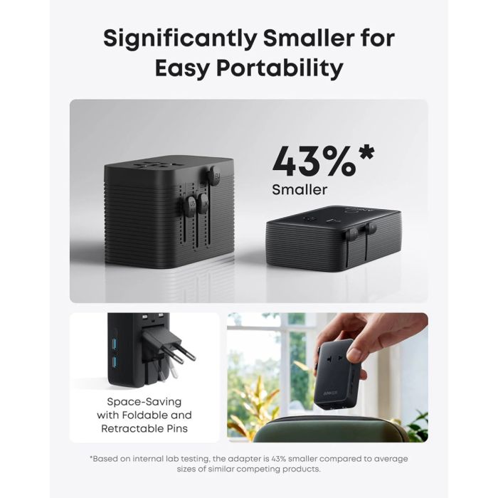 Adapter Travel Adapter ANKER Nano 5-in-1, 20W, Black-3