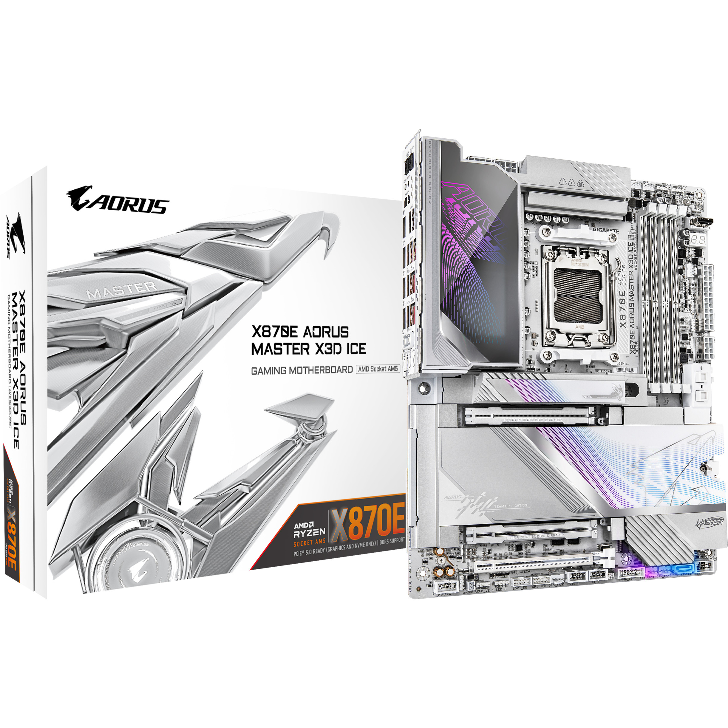 Matična ploča GIGABYTE X870E AORUS MASTER X ICE (X870, AM5, ATX, DDR5)