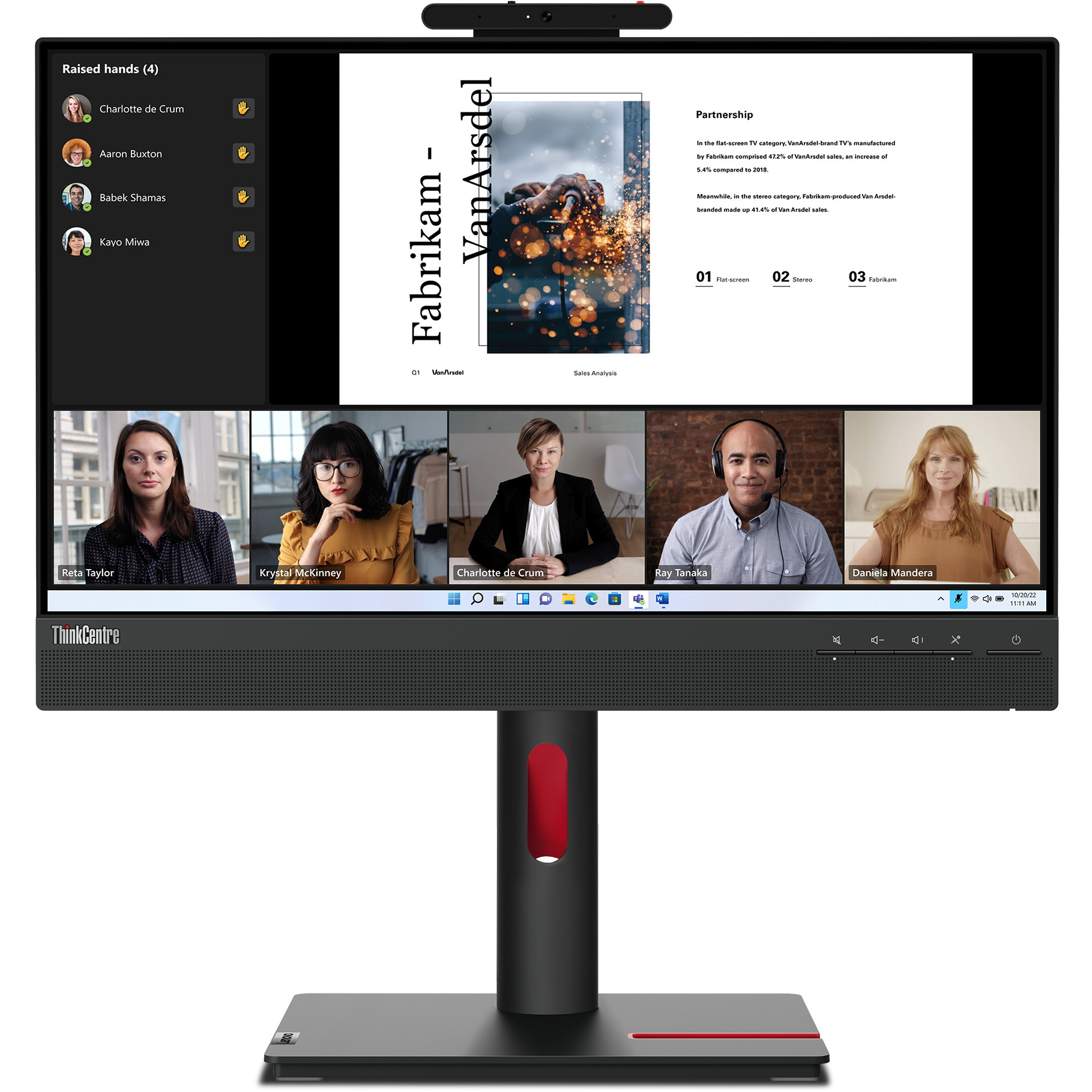 Monitor LENOVO ThinkCentre TiO 22 Gen5 21,5" FHD IPS s kamerom, zvučnicima i USB hubom -  KORIŠTENI