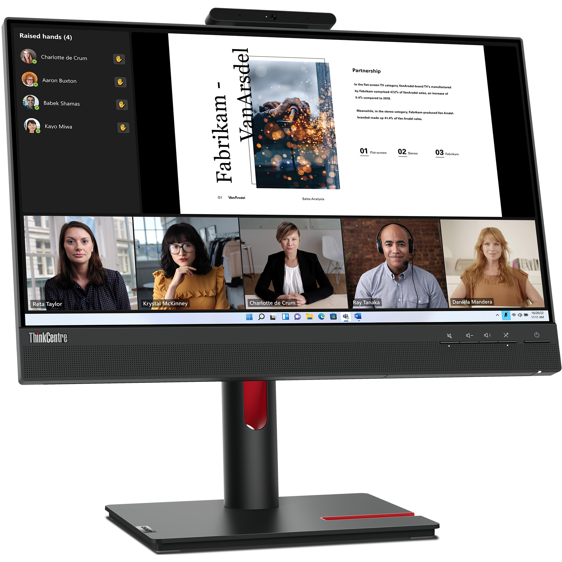Monitor LENOVO ThinkCentre TiO 22 Gen5 21,5" FHD IPS s kamerom, zvučnicima i USB hubom -  KORIŠTENI-2