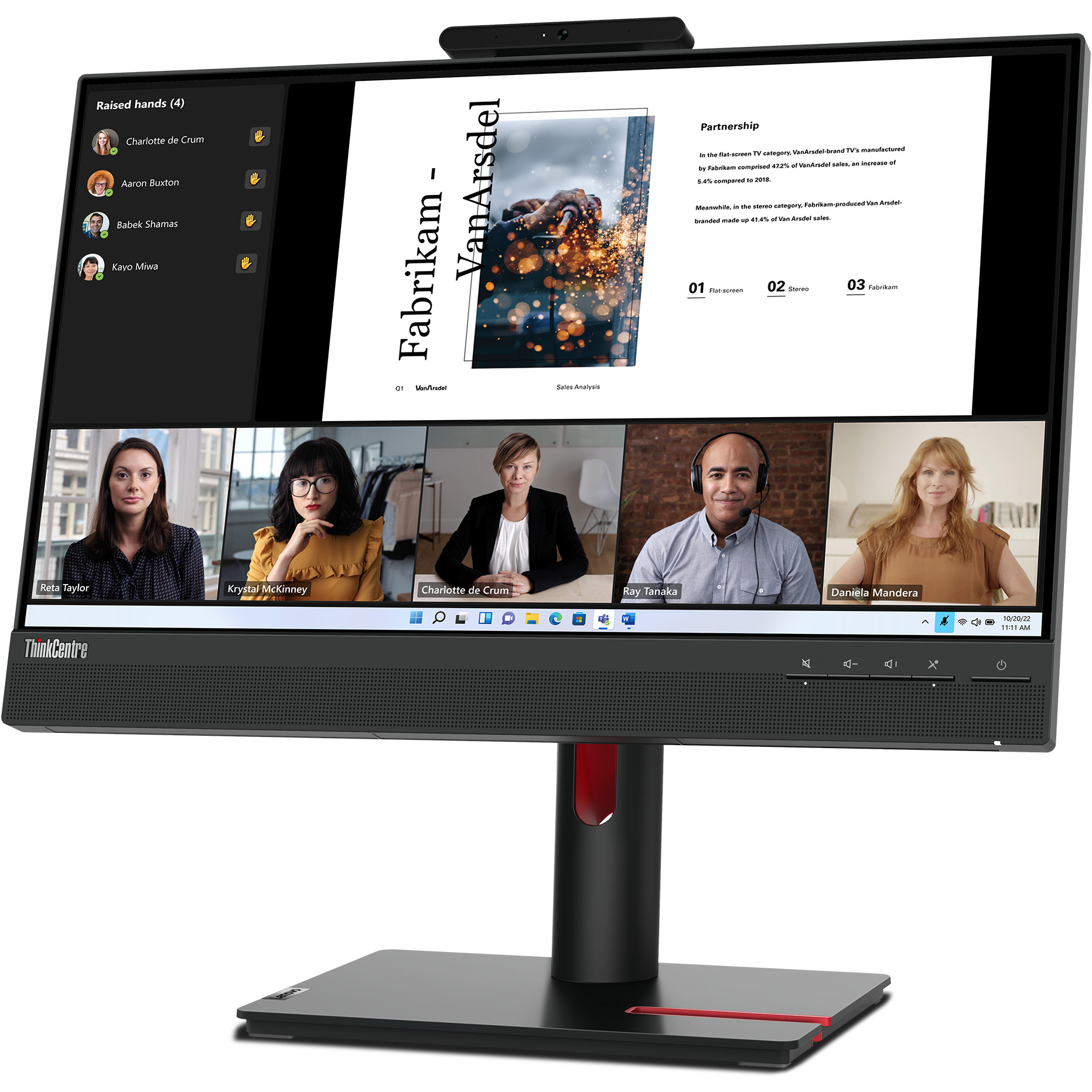 Monitor LENOVO ThinkCentre TiO 22 Gen5 21,5" FHD IPS s kamerom, zvučnicima i USB hubom -  KORIŠTENI-3