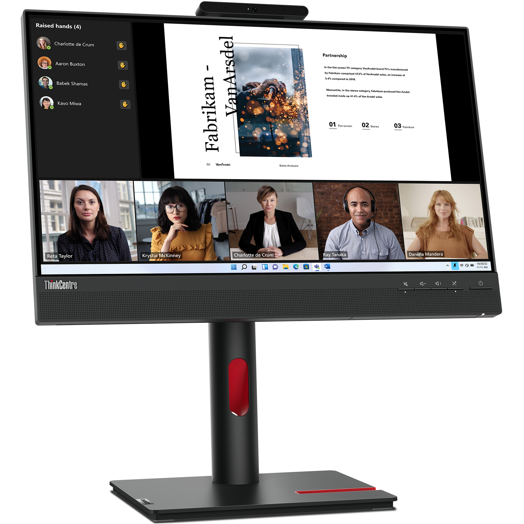 Monitor LENOVO ThinkCentre TiO 22 Gen5 21,5" FHD IPS s kamerom, zvučnicima i USB hubom -  KORIŠTENI-13