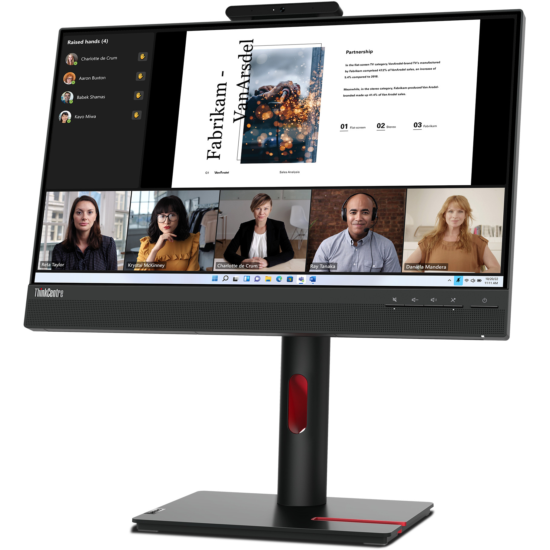 Monitor LENOVO ThinkCentre TiO 22 Gen5 21,5" FHD IPS s kamerom, zvučnicima i USB hubom -  KORIŠTENI-14