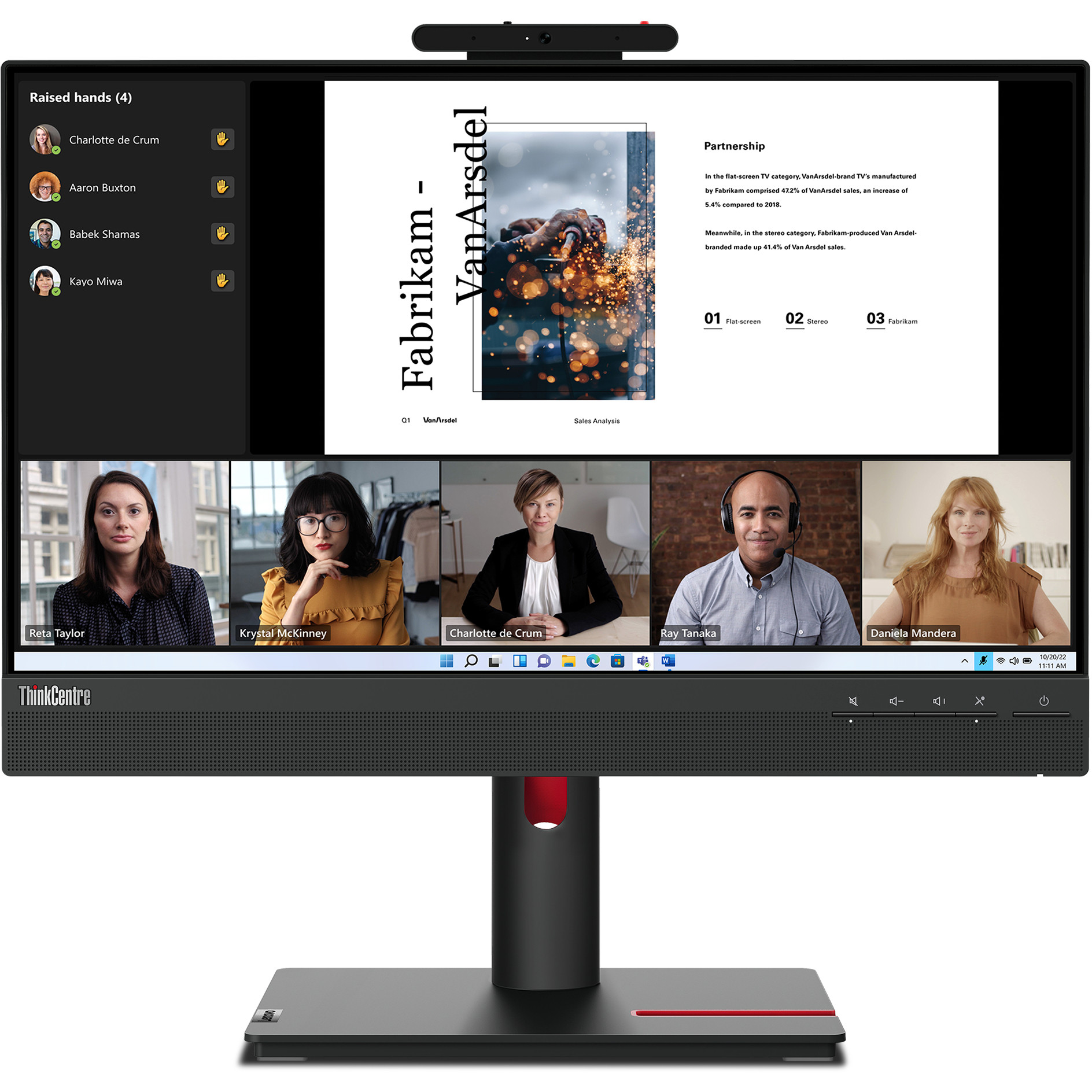 Monitor LENOVO ThinkCentre TiO 22 Gen5 21,5" FHD IPS s kamerom, zvučnicima i USB hubom -  KORIŠTENI-18