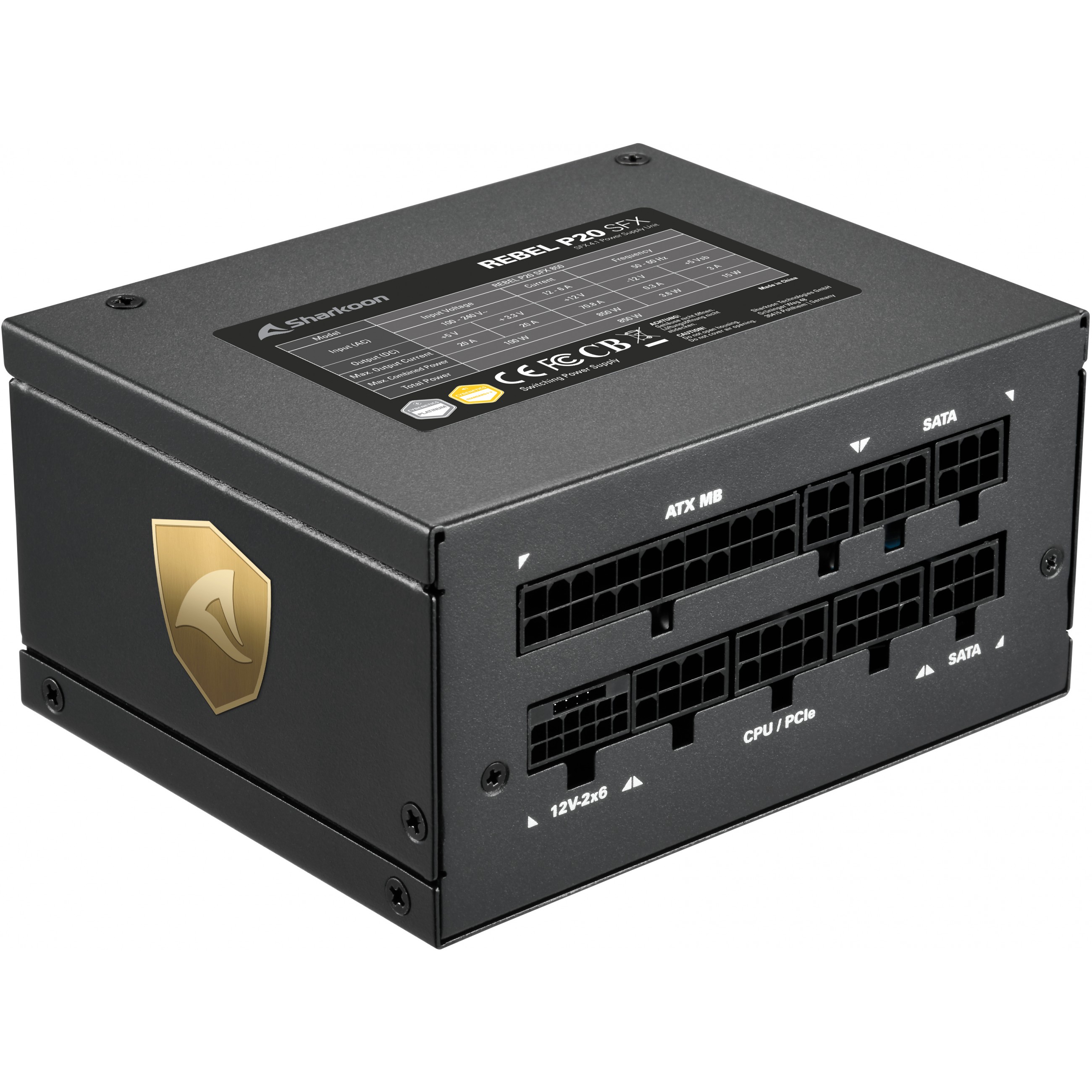 Napajanje SHARKOON Rebel P20 SFX 750W (750 Watt, 1x 12 Pin High Power Anschluss, 2x PCIe, Kabelmanagement)-5