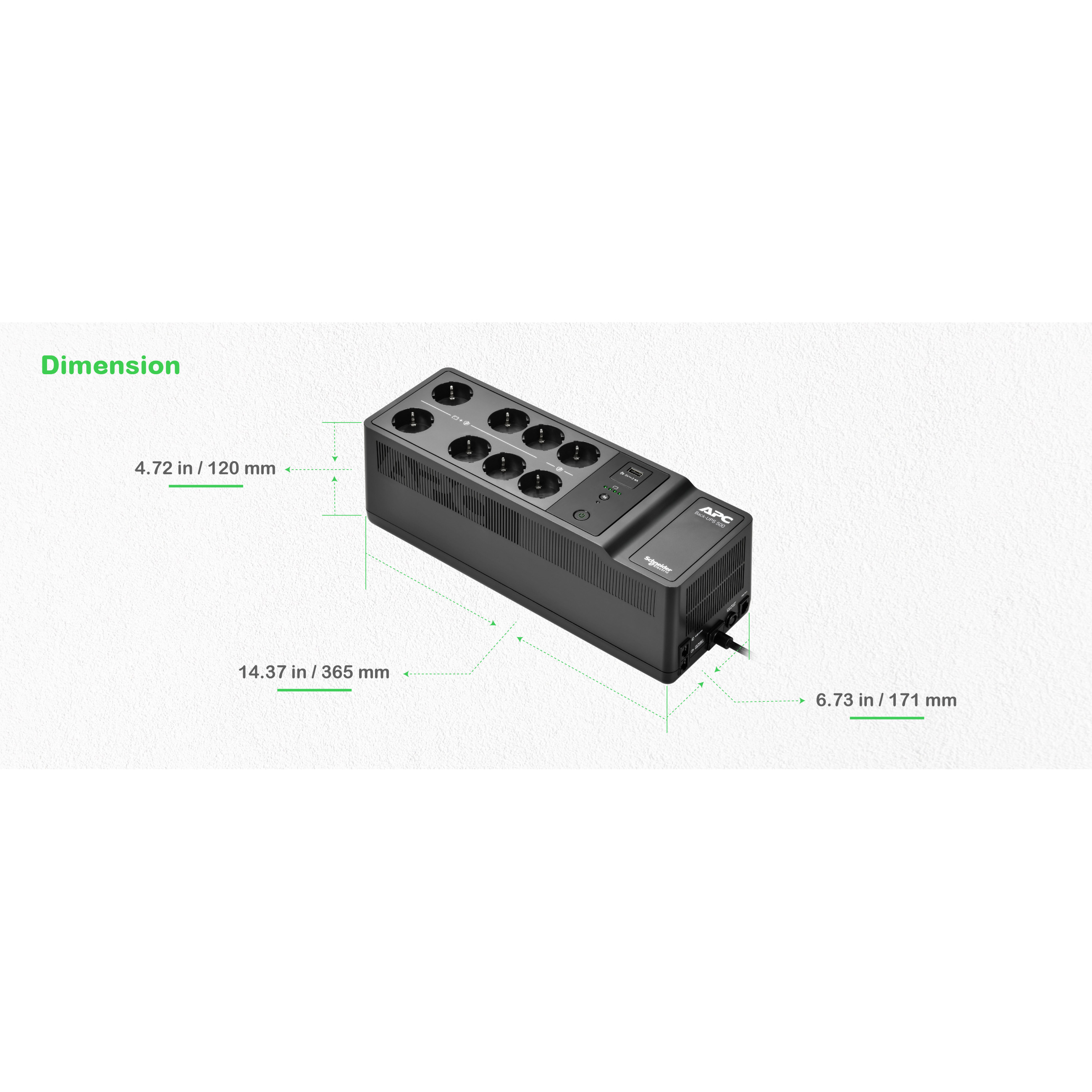 UPS APC Back-UPS BE500G2-GR (Wandmontage / Aufputzmontage) - Wechselstrom 230 V - 300 Watt-5