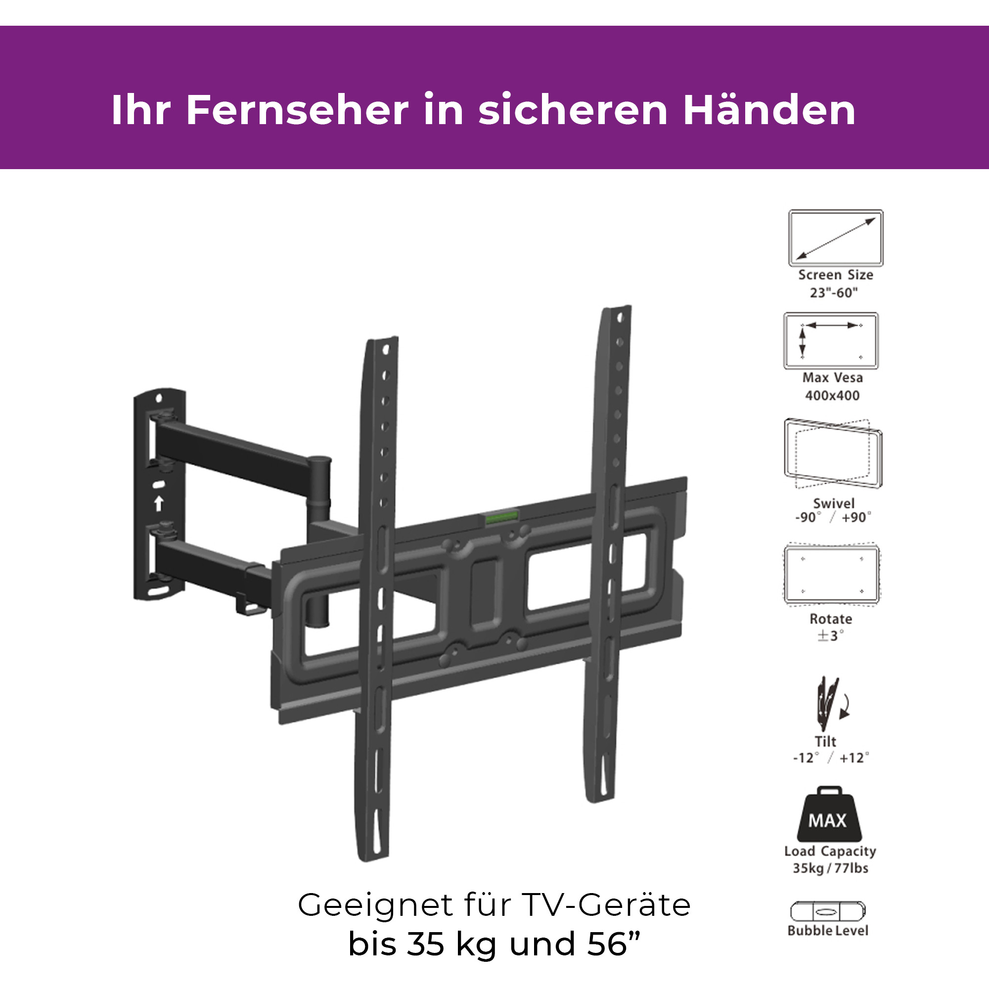 ZUB Ultron Wandhalterung Flatscreen WM200 32-60" Neigung/Winkel-1