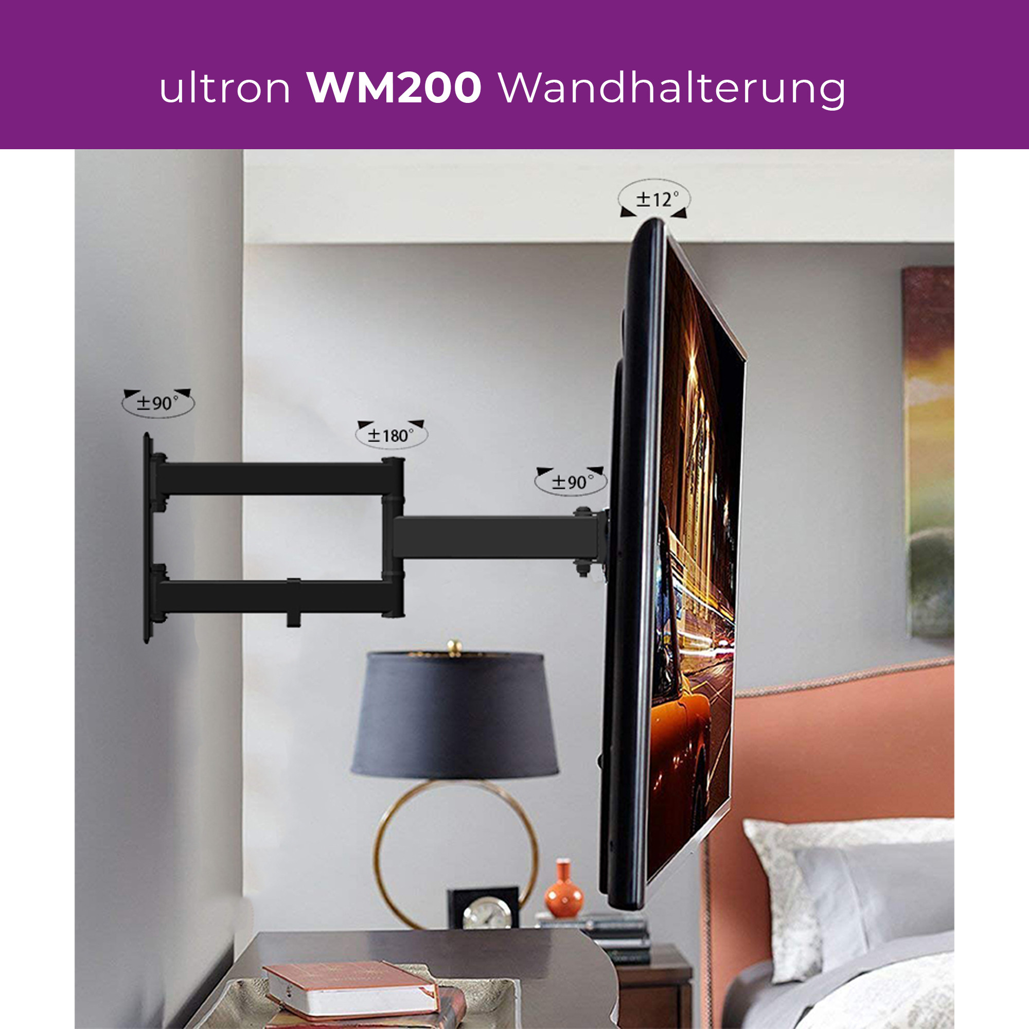 ZUB Ultron Wandhalterung Flatscreen WM200 32-60" Neigung/Winkel-6