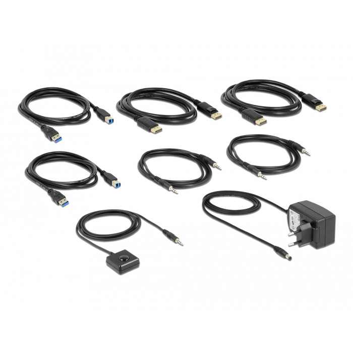 KVM Switch DELOCK DisplayPort 1.4 8K 60 Hz s USB 5 Gbps i audio-1