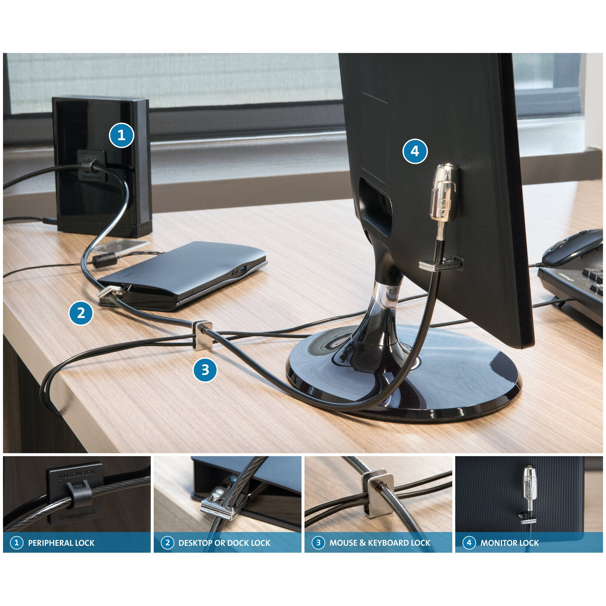 Kits za zaključavanje KENSINGTON Desktop Peripheriegeräte Verriegelungs-Kit 2.0-4