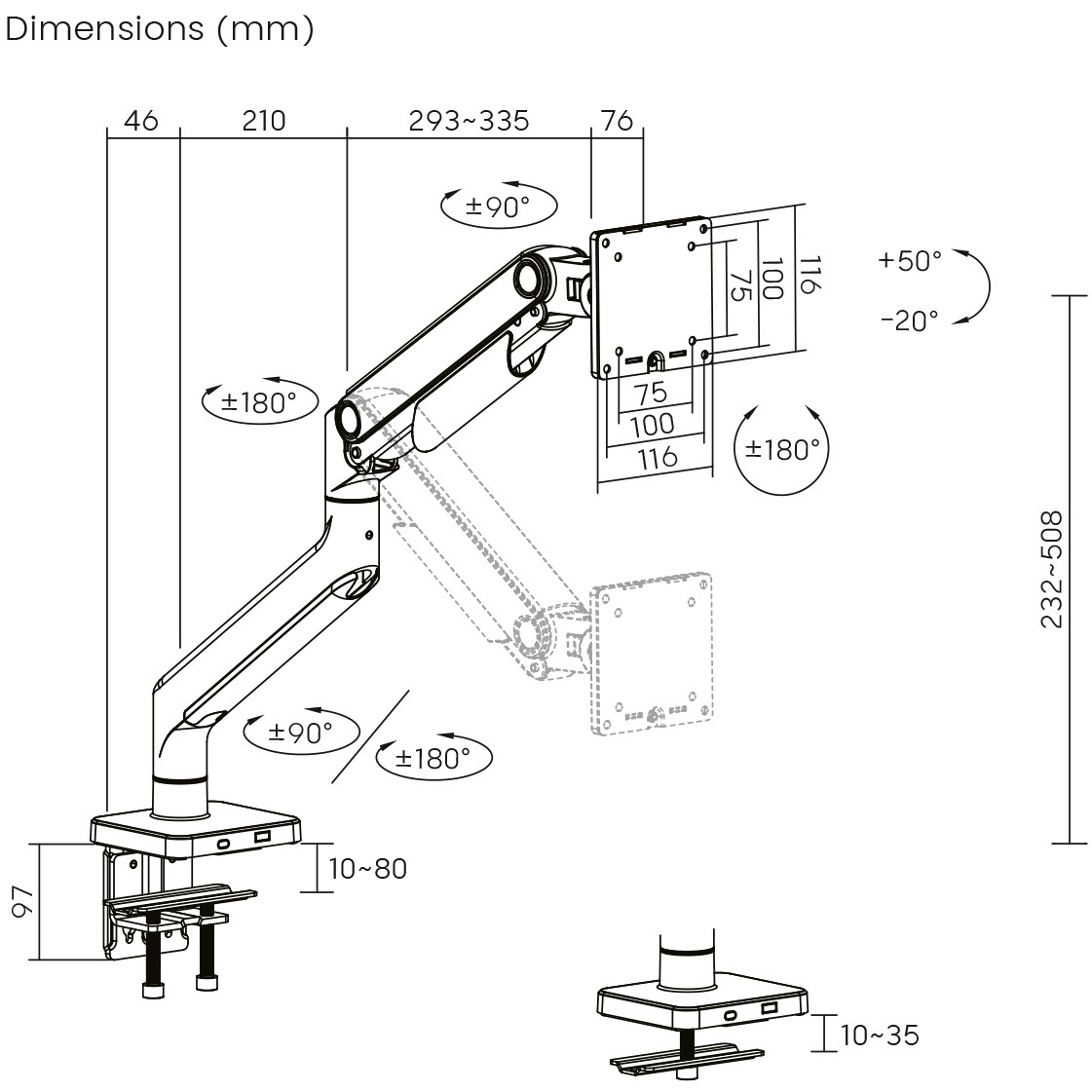 Držač monitora DIGITUS Single Monitorhalterung 49" 20 kg-3