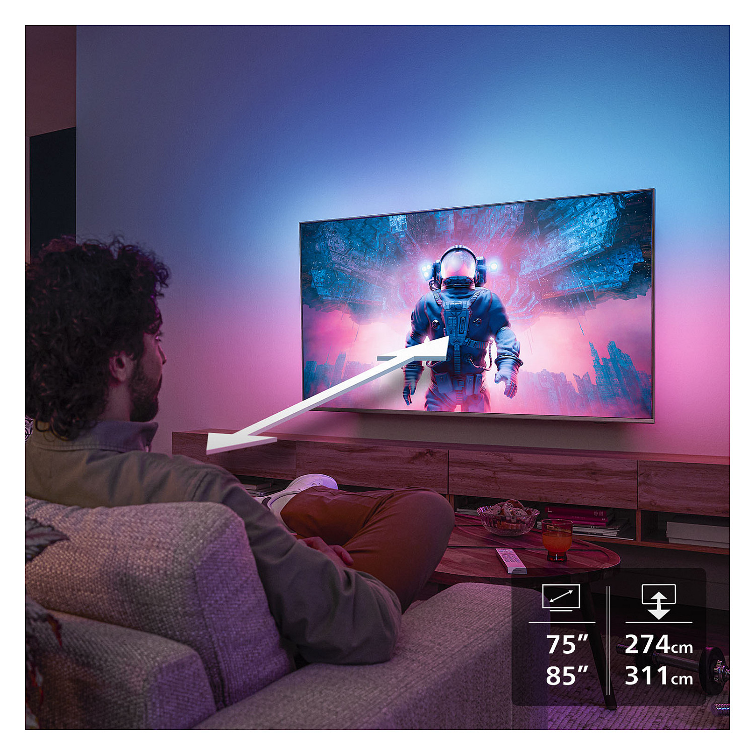 TV PHILIPS The One LED 85PUS8500/12 Titan OS (215 cm, 4K UHD Ambilight, HDR10+, AI Sound, Smart TV)-18