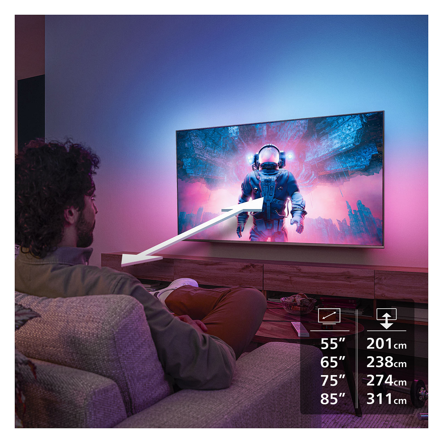 TV PHILIPS miniLED 85MLED910/12 TitanOS (215 cm, 4K UHD Ambilight, HDR10+, Dolby Atmos, Smart TV)-16