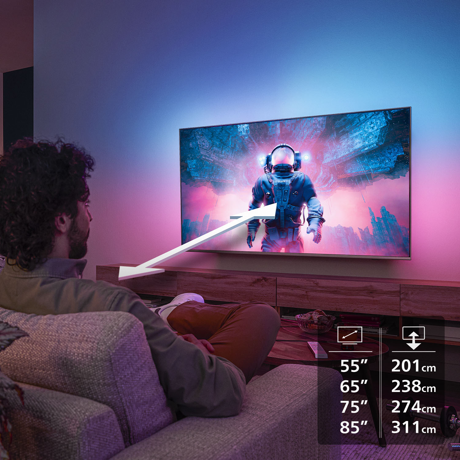 TV PHILIPS miniLED 85MLED910/12 TitanOS (215 cm, 4K UHD Ambilight, HDR10+, Dolby Atmos, Smart TV)-8