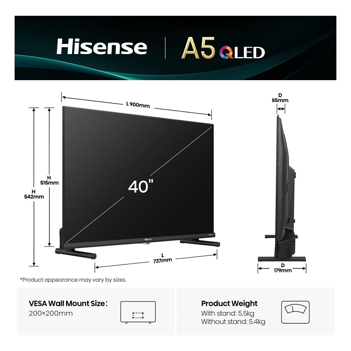 TV HISENSE QLED 40A5Q VIDAA (102 cm, Full HD, HDR10, DTS Virtual:X, Smart TV)-15