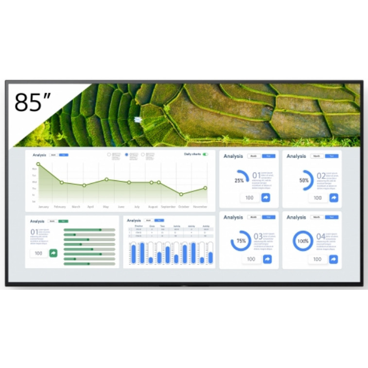Profesionalni zaslon SONY Bravia FW-85BZ30L (215 cm, 4K HDR zaslon, svjetlina 440 cd/m², rad 24/7, Pro Mode za poslovne postavke, Google TV)