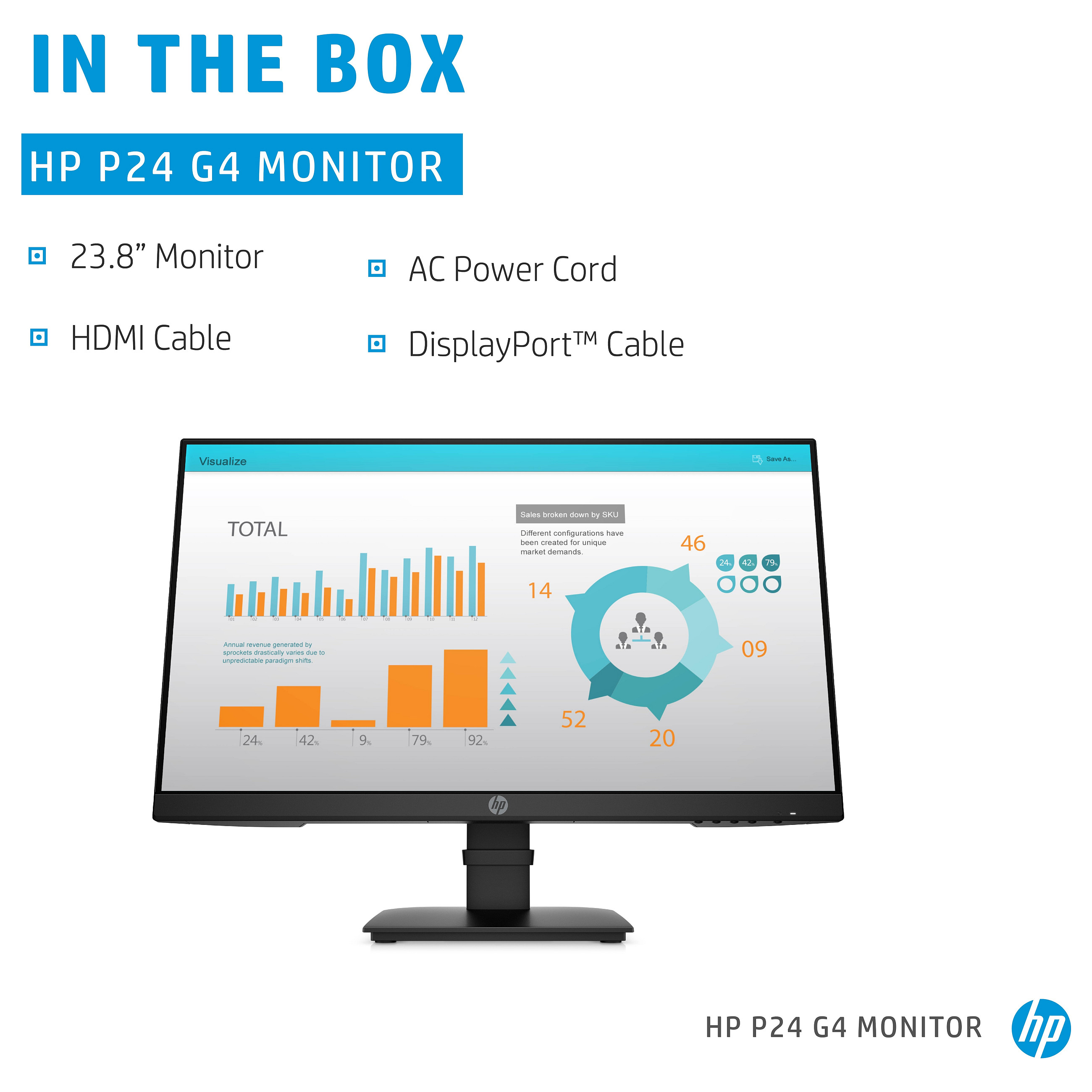 Monitor HP P24 G4 (60,5cm/23,8'', 1920x1080, 5ms, HDMI, DisplayPort, VGA, VESA)-6