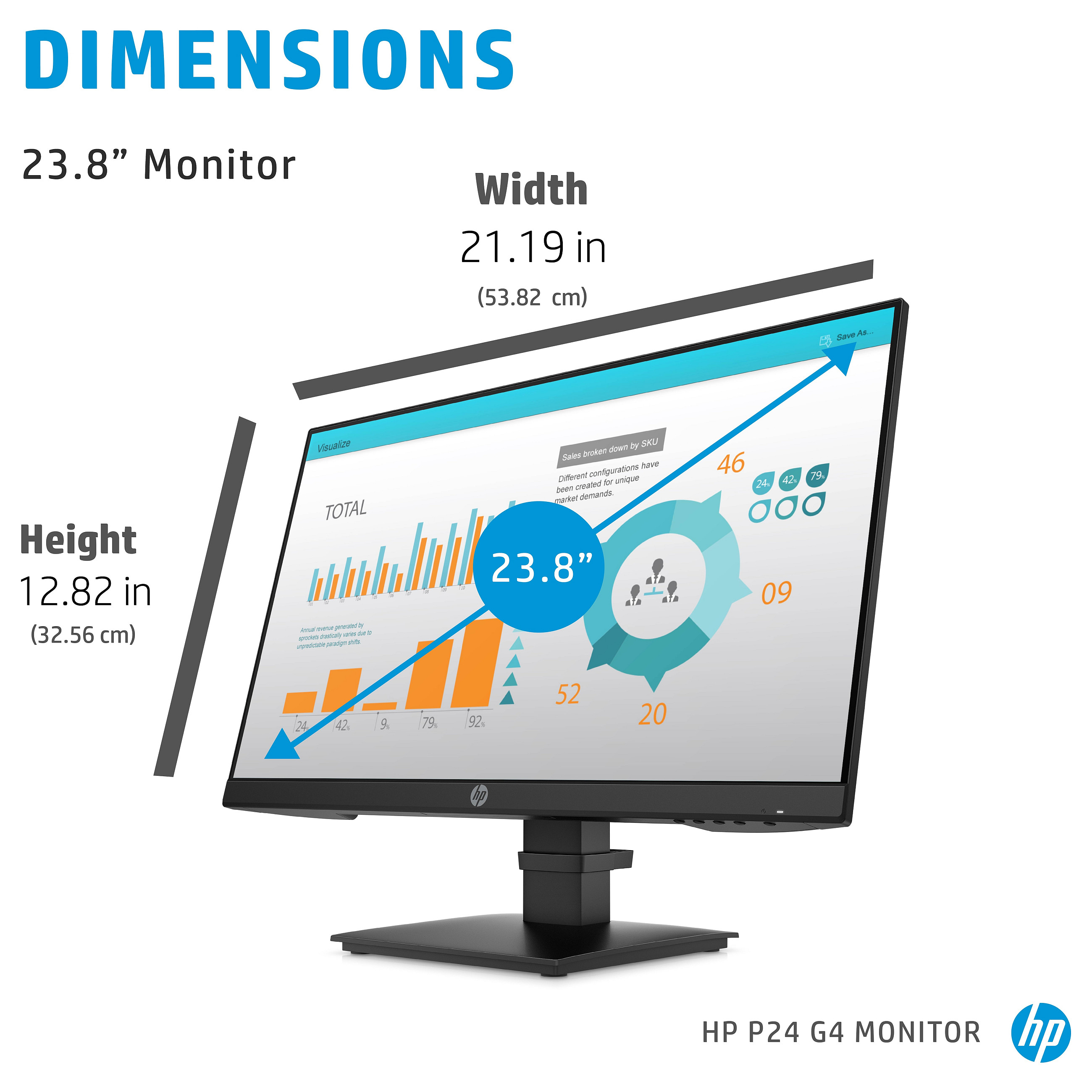 Monitor HP P24 G4 (60,5cm/23,8'', 1920x1080, 5ms, HDMI, DisplayPort, VGA, VESA)-8