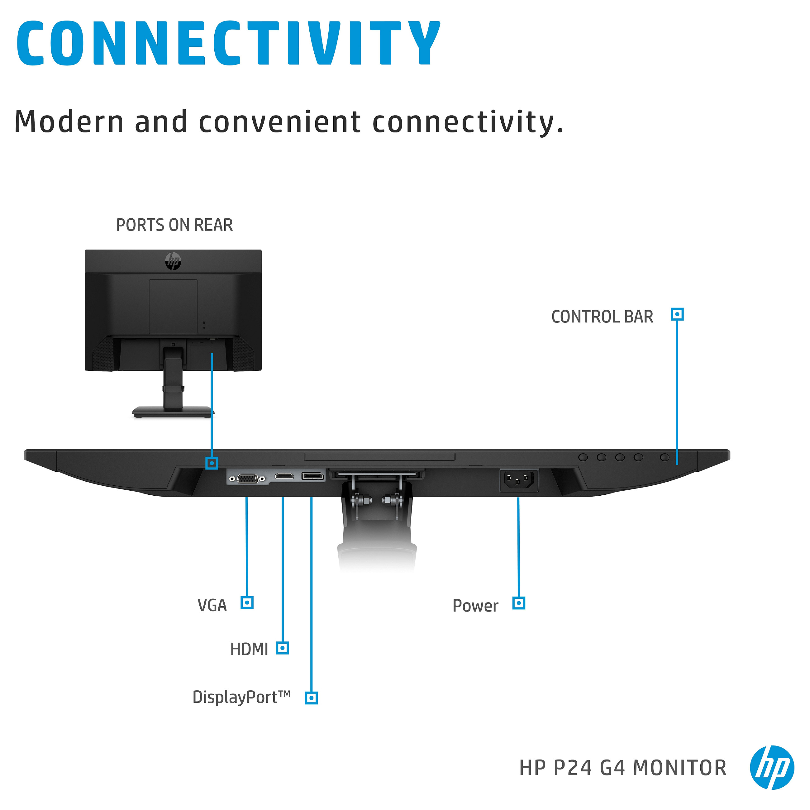 Monitor HP P24 G4 (60,5cm/23,8'', 1920x1080, 5ms, HDMI, DisplayPort, VGA, VESA)-9