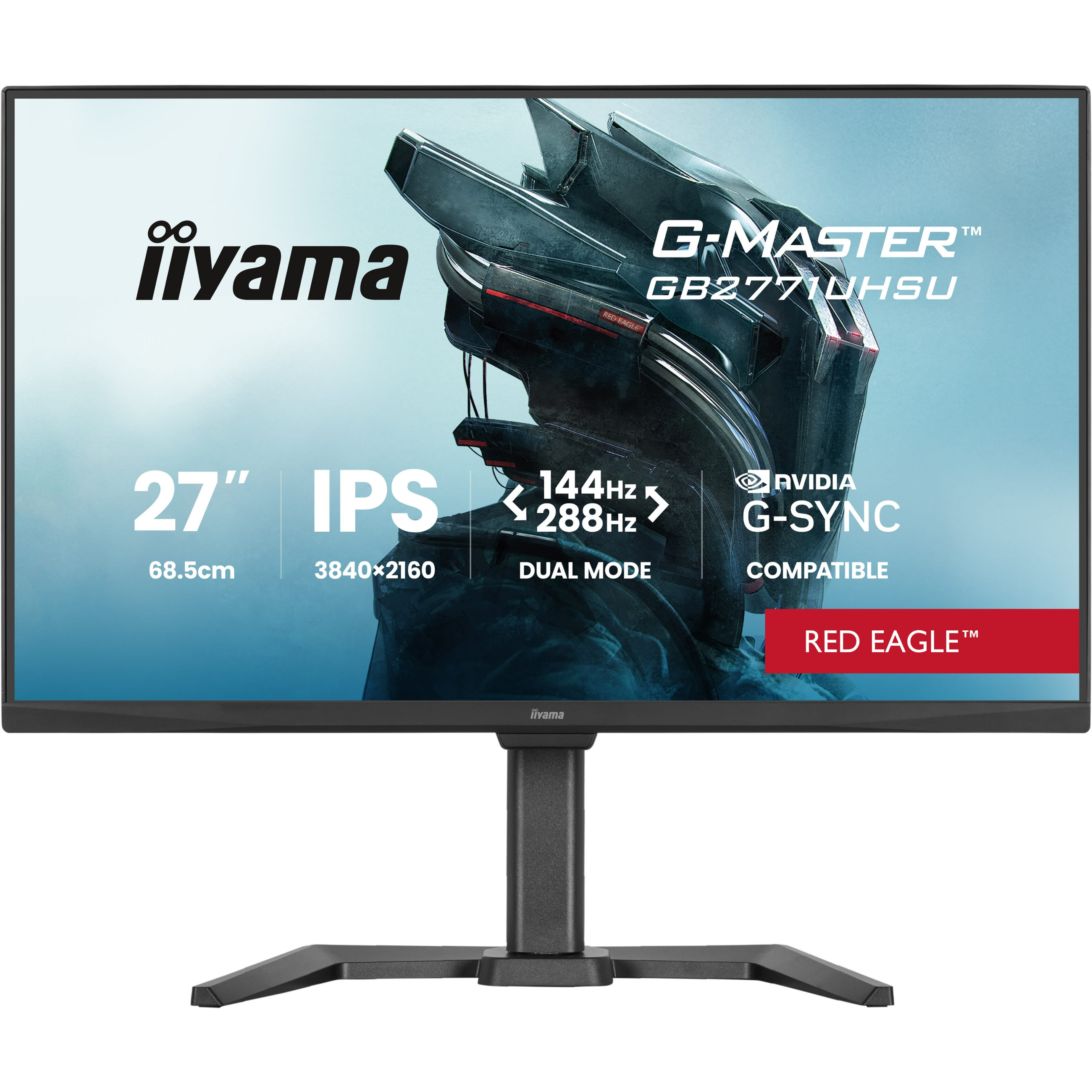 Monitor IIYAMA G-MASTER GB2771UHSU-B1 27" (3840×2160) 169 IPS 0,8 ms 144 Hz HDMI 2.1 ×2 DisplayPort 1.4 USB Hub VESA Speaker Crna