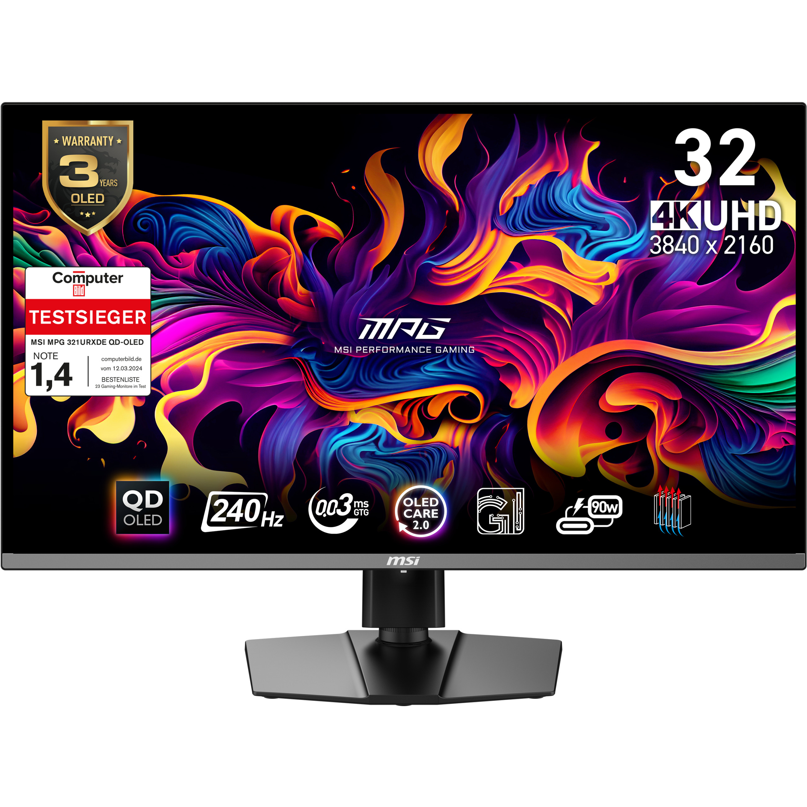 Monitor MSI MPG 321URXDE QD-OLED 80 cm (31.5 Zoll) UltraHD/4K, QD-OLED, 240Hz Panel