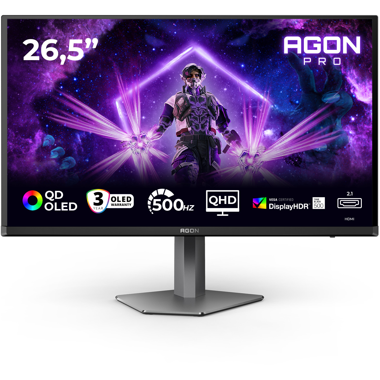 Monitor AOC AGON PRO AG276QKD2 (27" 2560x1440, 165Hz, IPS, 1ms, FreeSync, HDR, DisplayPort, HDMI)-0