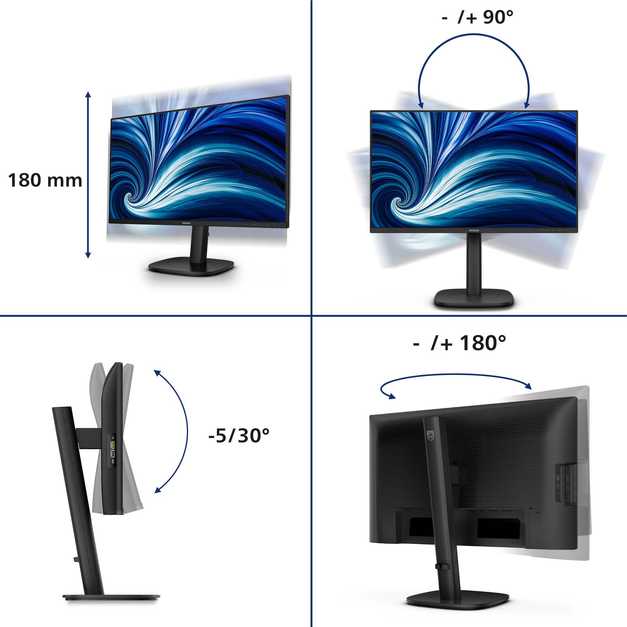 Monitor PHILIPS 24B2N3200D/00 (24 inča, 1920x1080, IPS, 75Hz, 4ms, HDMI, VGA)-8