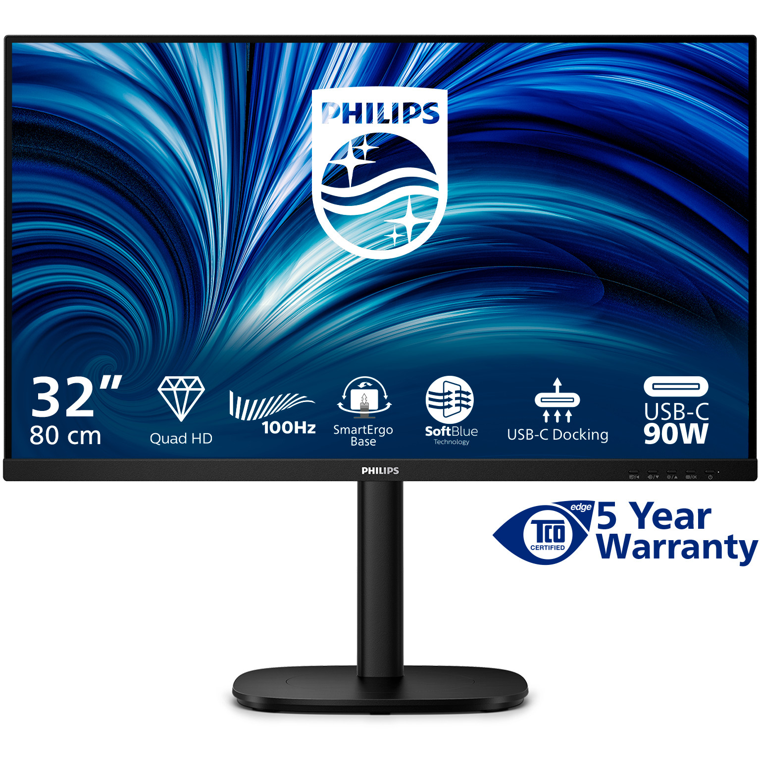 Monitor PHILIPS 32B2U3601/00 (32" 4K UHD, 3840x2160, IPS, 60Hz, 4ms, USB-C, HDMI, DisplayPort)-1