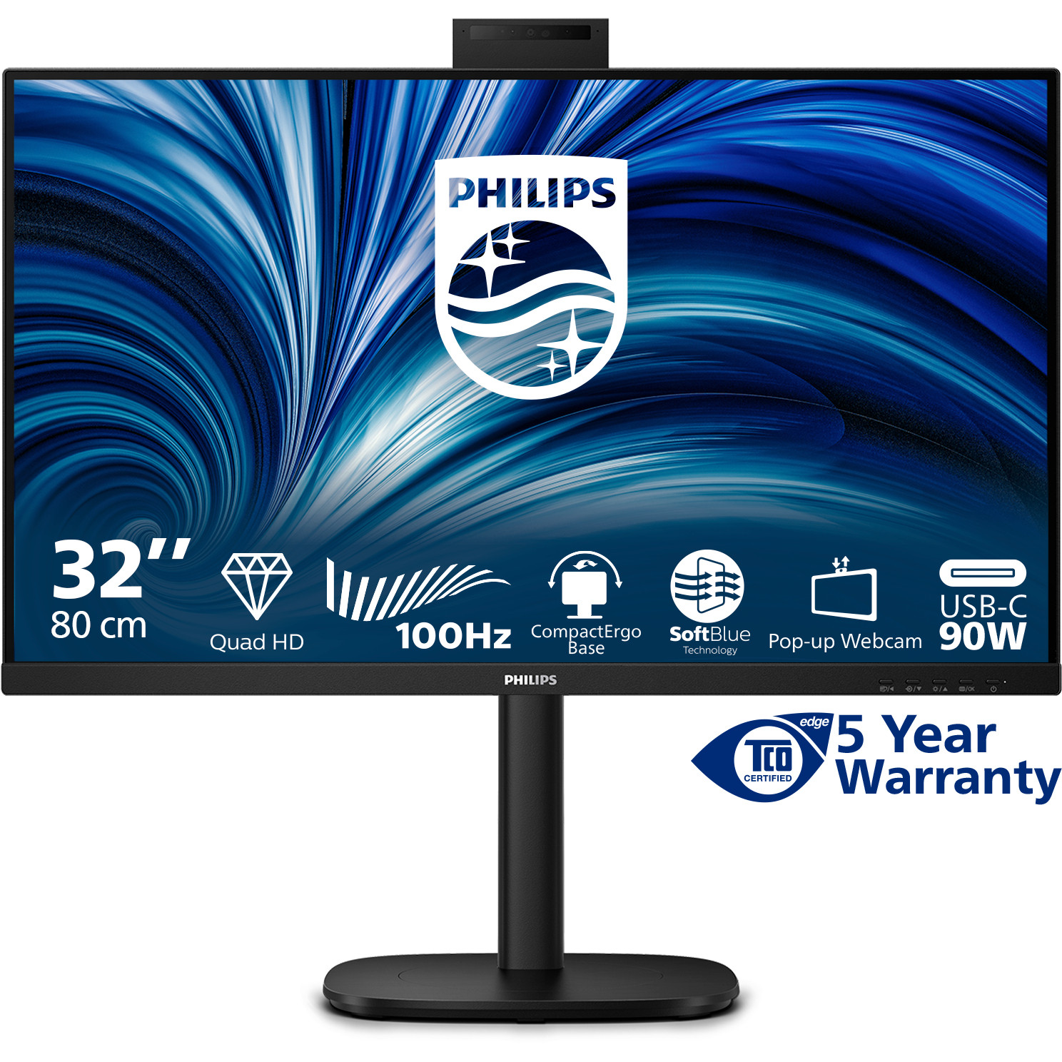 Monitor PHILIPS B-Line BLine 32B2U3601H 00 (32 inča, 2560x1440, IPS, 75Hz, USB-C, HDMI, DisplayPort)-5