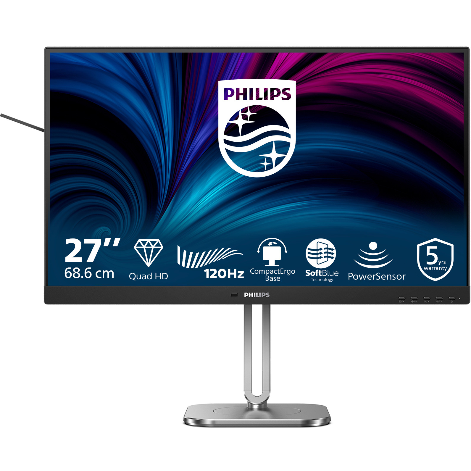 Monitor PHILIPS 27Z 2560x1440 120Hz IPS Flat H/A (68,58 cm, 2560x1440, 120Hz, USB HUB, DP, 2xHDMI)-0
