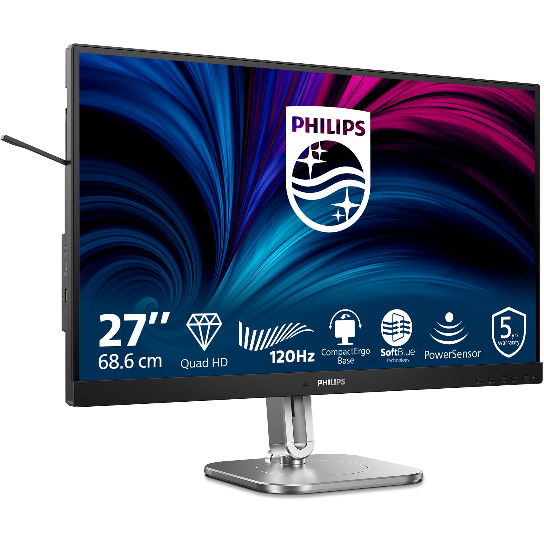 Monitor PHILIPS 27Z 2560x1440 120Hz IPS Flat H/A (68,58 cm, 2560x1440, 120Hz, USB HUB, DP, 2xHDMI)-1