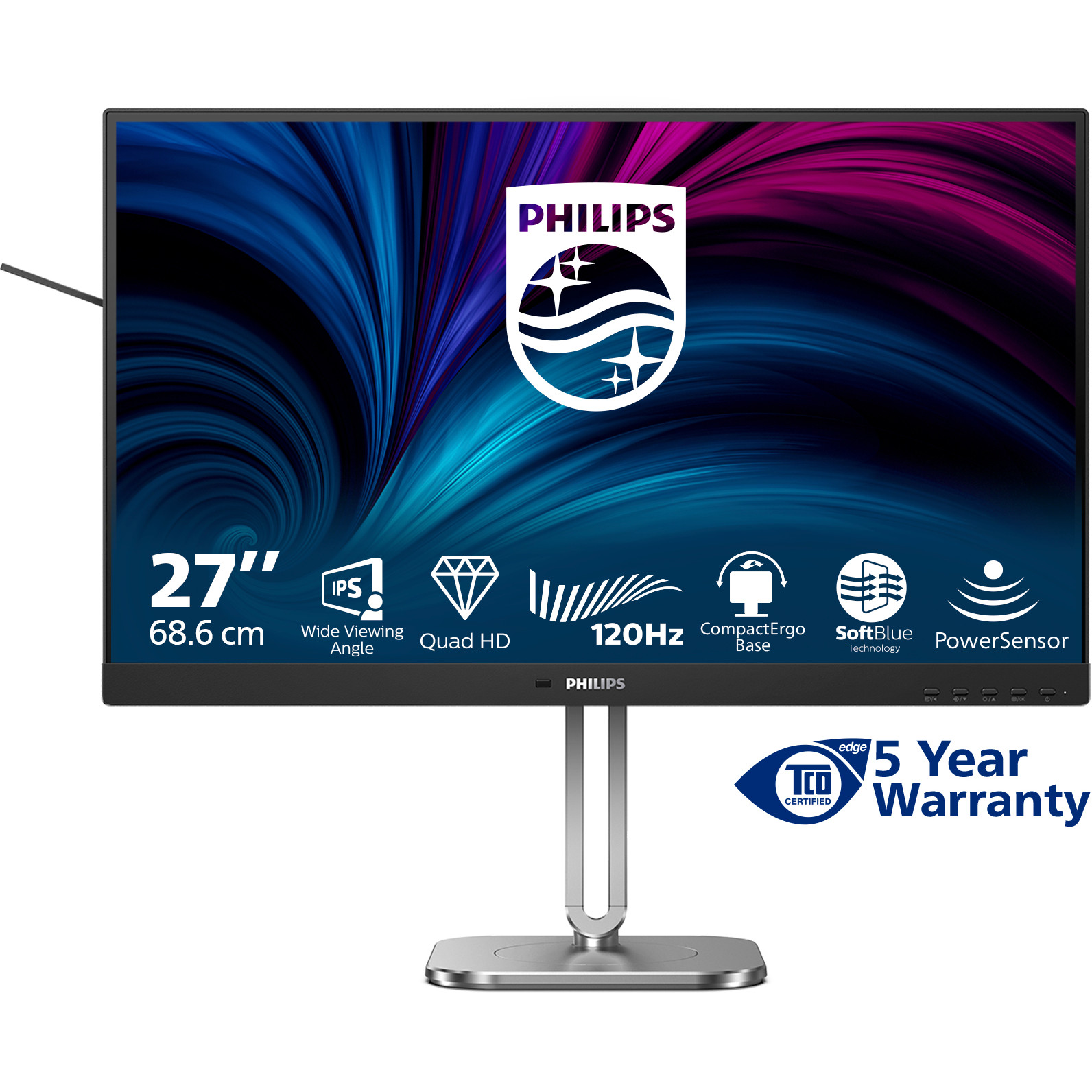 Monitor PHILIPS 27Z 2560x1440 120Hz IPS Flat H/A (68,58 cm, 2560x1440, 120Hz, USB HUB, DP, 2xHDMI)-7