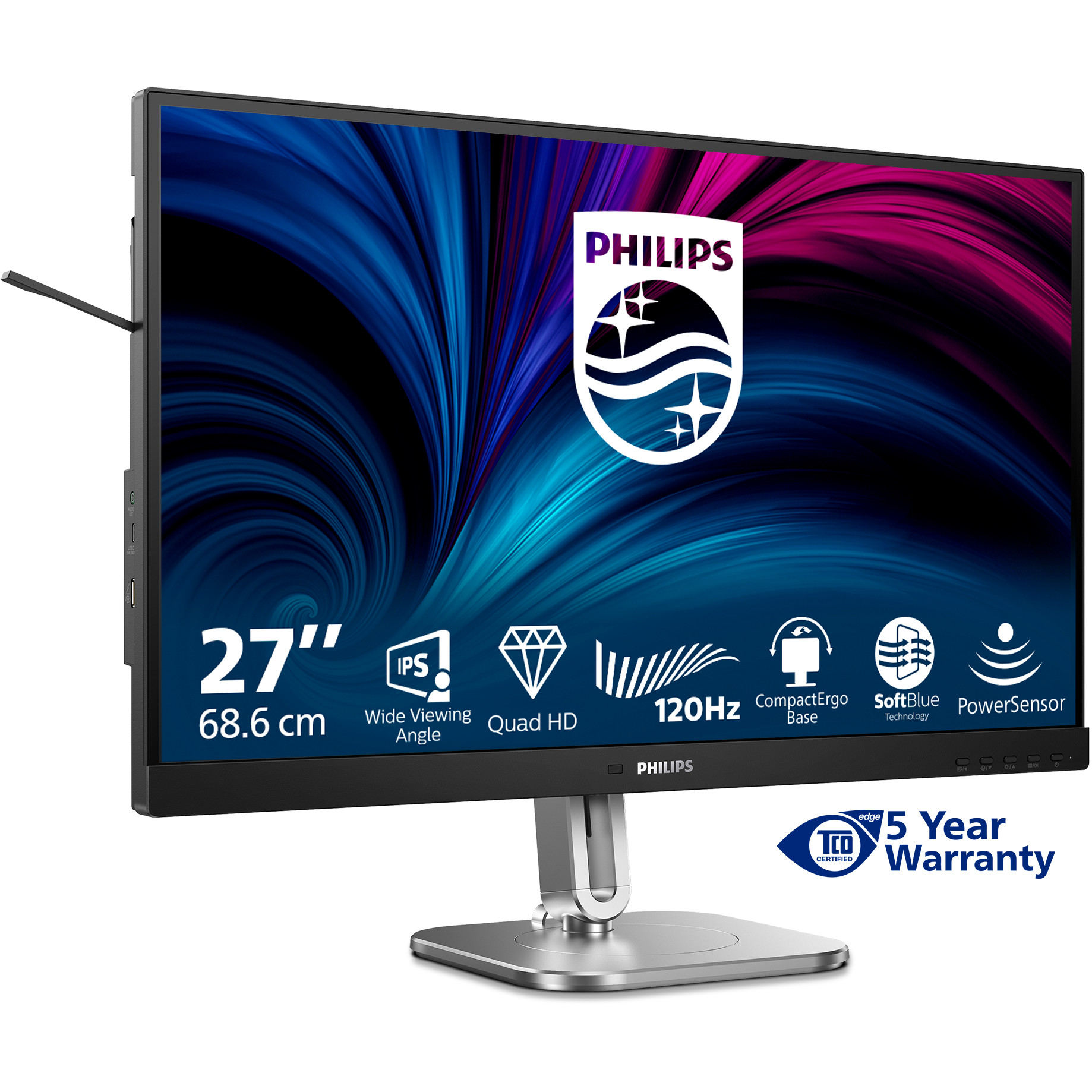 Monitor PHILIPS 27Z 2560x1440 120Hz IPS Flat H/A (68,58 cm, 2560x1440, 120Hz, USB HUB, DP, 2xHDMI)-8