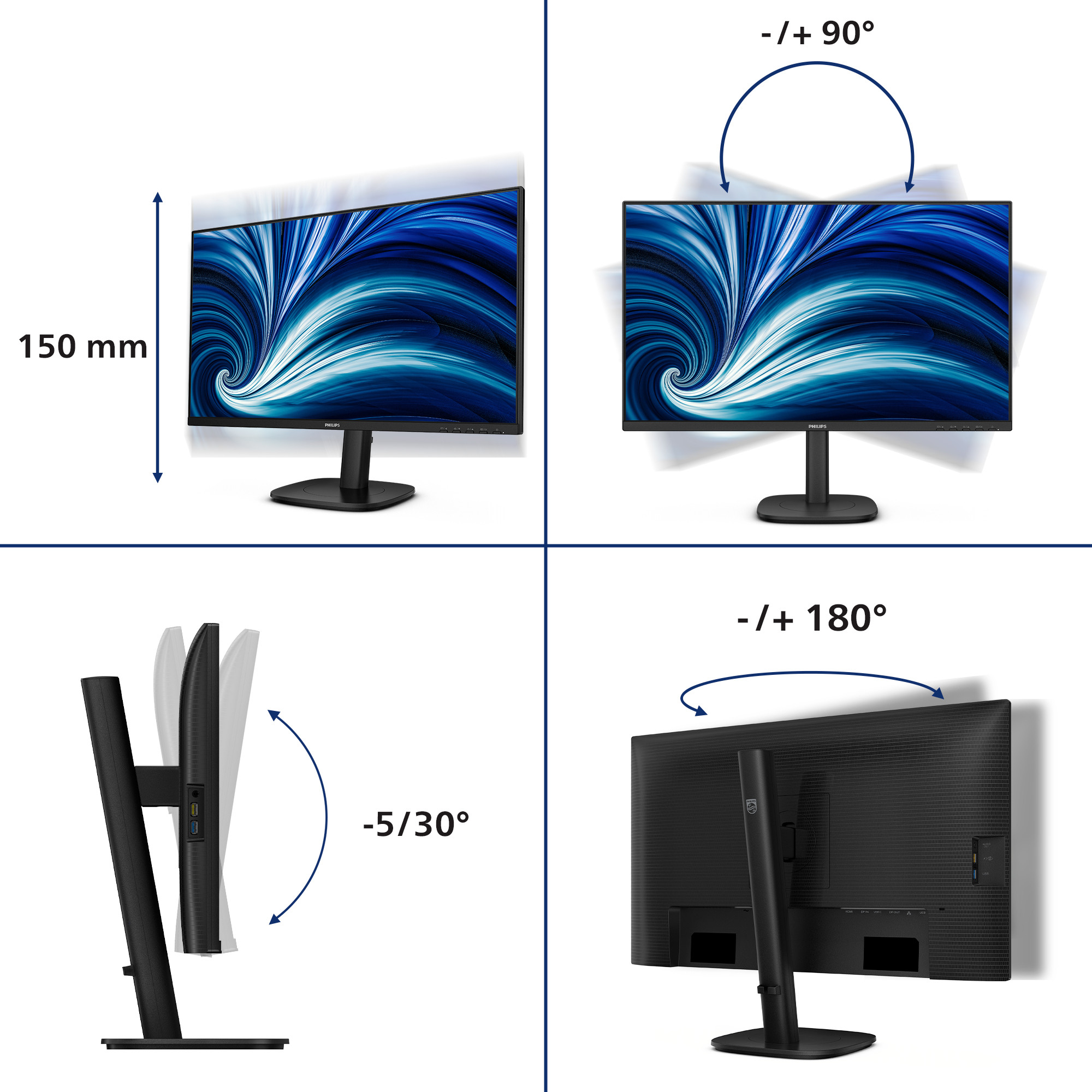 Monitor PHILIPS 27B2U3601 68.5cm (27.0") 1609 HDMI DP USB-C IPS-8