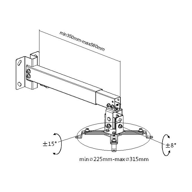 Stropni/zidni nosač za projektor EQUIP 650305 (univerzalni, do 20kg, bijeli)-3