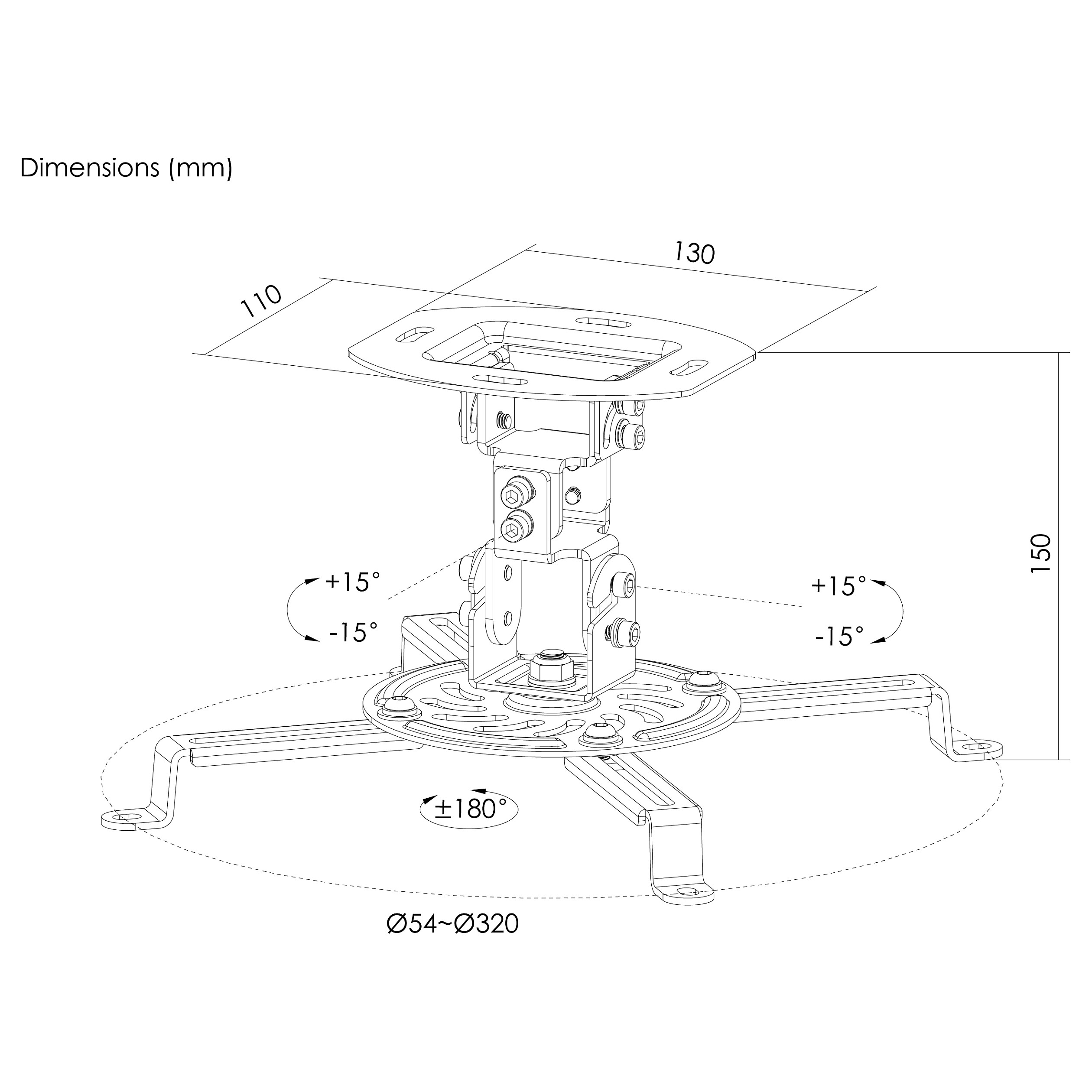 Držač za projektor EQUIP Beamer Deckenhalterung universal do 13.5kg crna-7