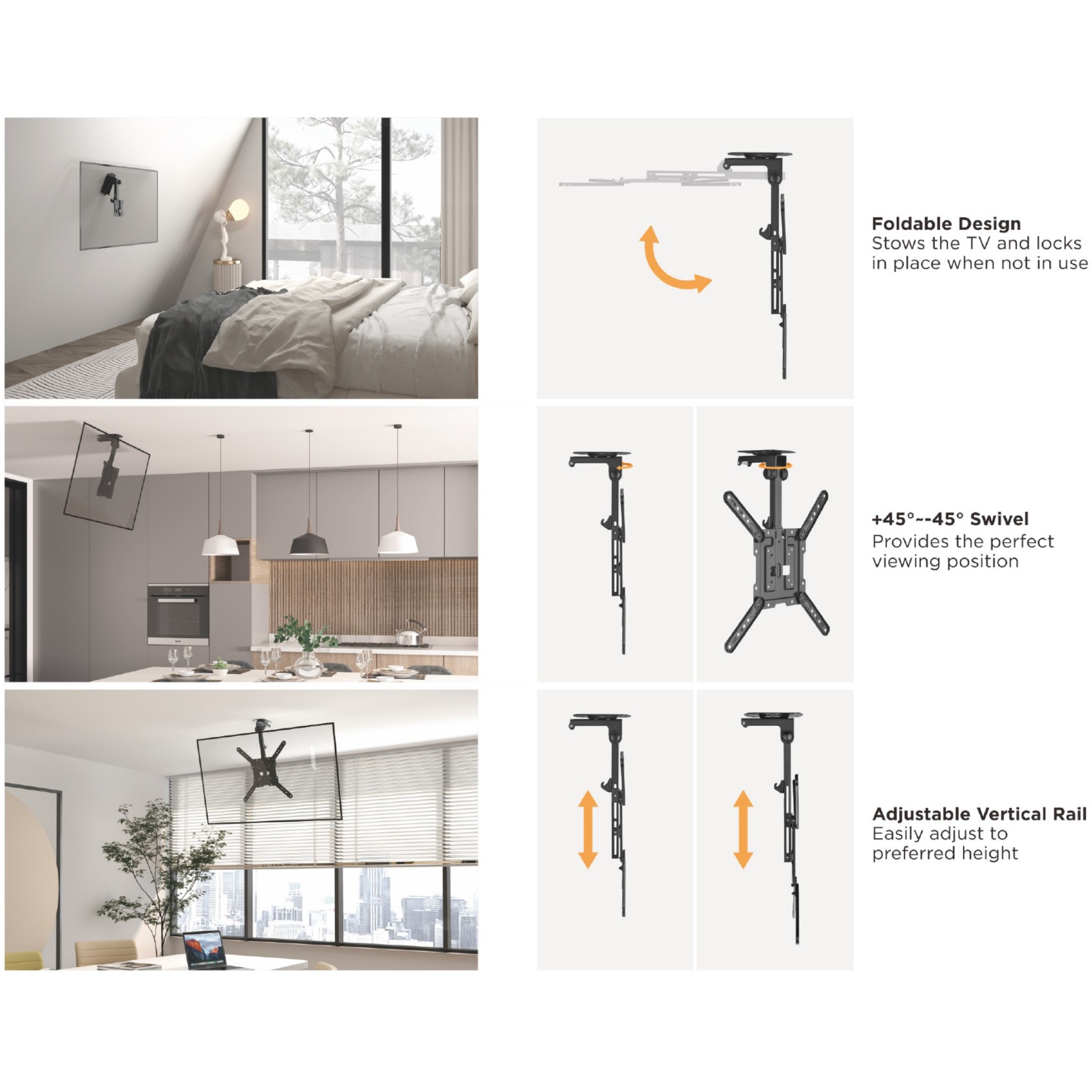 Držač za zid EQUIP Deckenhalterung 23"-55"/1TFT 20kg crna boja-9