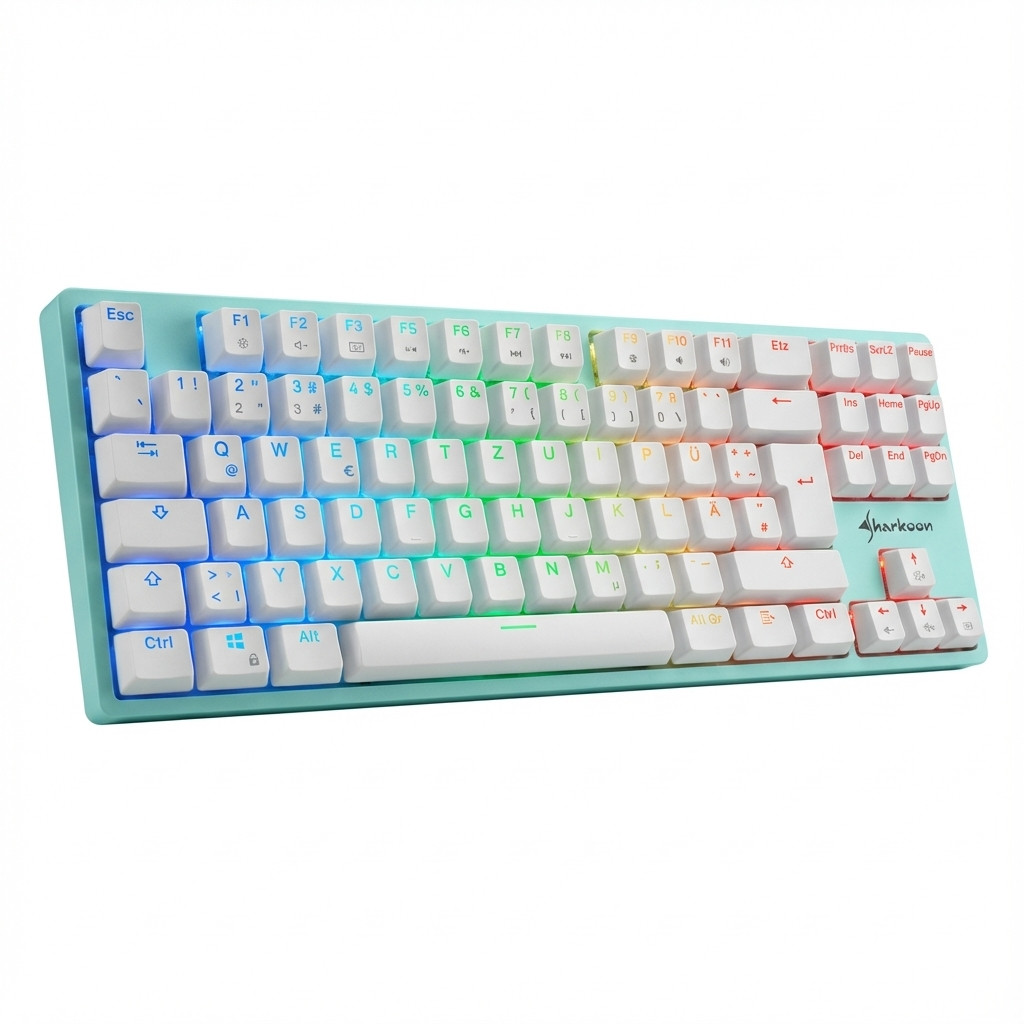Tipkovnica SHARKOON SKILLER SGK50 S3 Ultimate Rev2 mint blue QWERTZ – internacionalna non HR tipkovnica