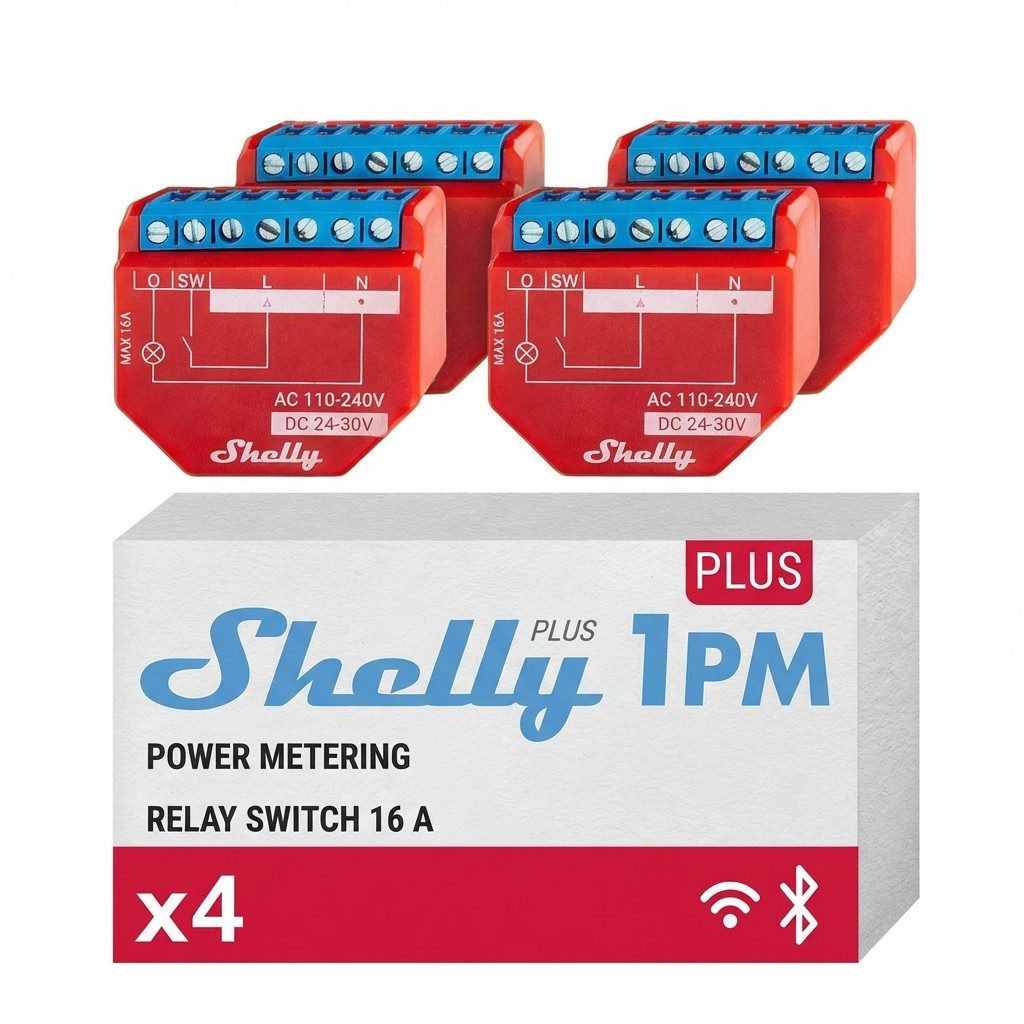 Relais Shelly 1PM Gen4 4er Pack max 16A 1 Kanal Messfunktion WLAN Matter Zigbee Bluetooth-0