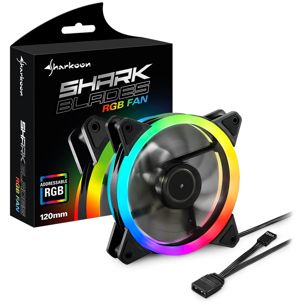 Ventilator 120mm SHARKOON SHARK Blades RGB Fan (crna boja, 120 mm)-3